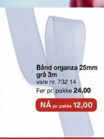 Stoff & Stil Bånd organza 25mm grå 3m tilbud