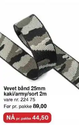 Stoff & Stil Vevet bånd 25mm kaki/army/sort 2m v tilbud