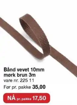 Stoff & Stil Bånd vevet 10mm mørk brun 3m tilbud