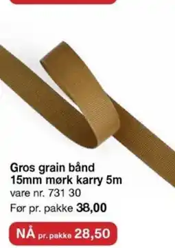 Stoff & Stil Gros grain bånd 15mm mørk karry 5m tilbud