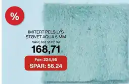 Stoff & Stil Imitert pels lys støvet aqua 5 mm tilbud
