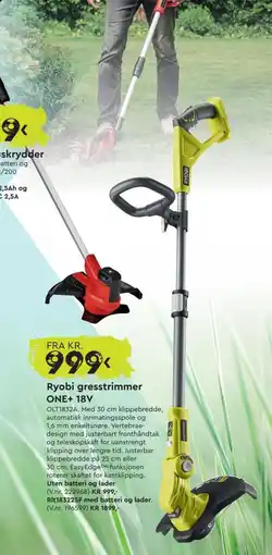 Mekk Ryobi gresstrimmer ONE+ 18V tilbud