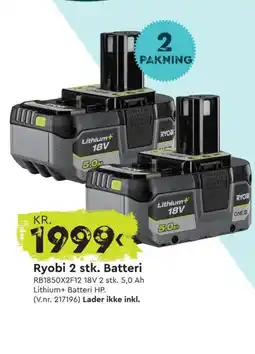 Mekk Ryobi 2 stk. Batteri tilbud