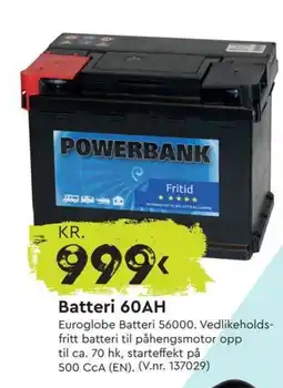 Mekk Batteri 60AH tilbud