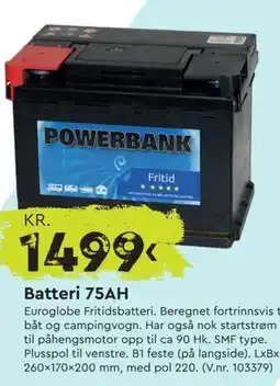 Mekk Batteri 75AH tilbud