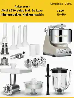 Skousen Ankarsrum AKM 6230 beige inkl. De Luxe tilbehørspakke, Kjøkkenmaskin tilbud