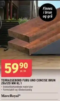 Montér Terrassebord furu uno concise brun 28x120 mm kl 1 tilbud