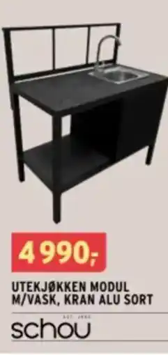 Montér Utekjøkken modul m/vask, kran alu sort tilbud