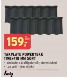Montér Takplate powertekk 1198x418 mm sort tilbud