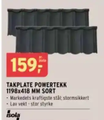 Montér Takplate powertekk 1198x418 mm sort tilbud