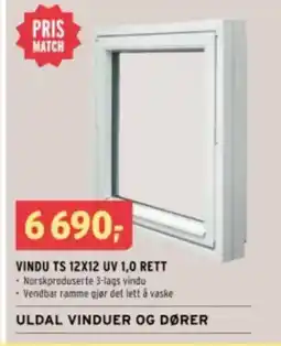 Montér Vindu ts 12x12 uv 1,0 rett tilbud