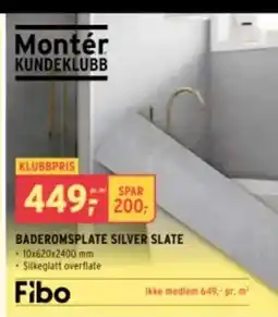 Montér Baderomsplate silver slate tilbud