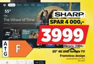 POWER 55 4K UHD Google TV, NOK 3999 tilbud