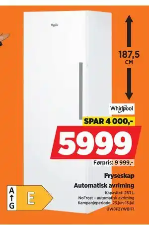 POWER Fryseskap, NOK 5999 tilbud