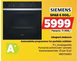 POWER Integrert stekeovn, NOK 5999 tilbud