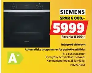 POWER Integrert stekeovn, NOK 5999 tilbud