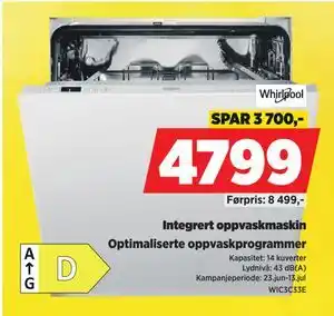 POWER Integrert oppvaskmaskin, NOK 4799 tilbud