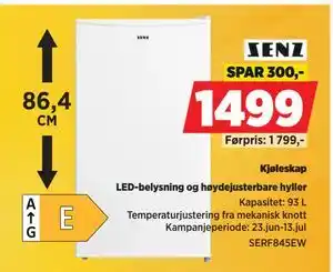 POWER Kjøleskap, NOK 1499 tilbud