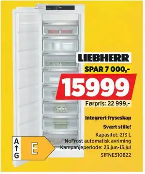 POWER Integrert fryseskap, NOK 15999 tilbud