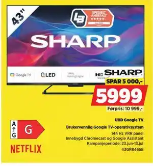 POWER UHD Google TV, NOK 5999 tilbud