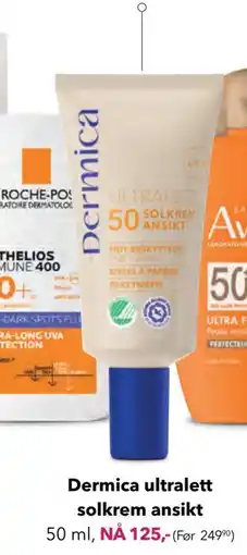Apotek 1 Dermica ultralett solkrem ansikt, NOK 125 tilbud