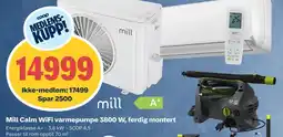 Coop Obs Mill Calm WiFi varmepumpe 3800 W, ferdig montert tilbud