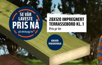 Coop Obs 28X120 IMPREGNERT TERRASSEBORD KL. 1 tilbud