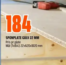 Coop Obs SPONPLATE GULV 22 MM Pris pr plate tilbud