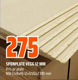 Coop Obs SPONPLATE VEGG 12 MM tilbud