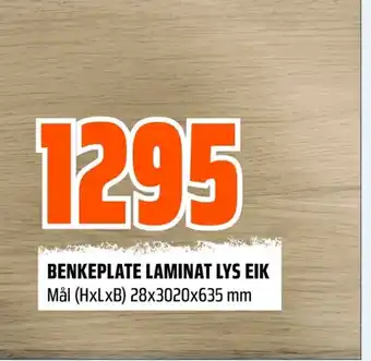 Coop Obs BENKEPLATE LAMINAT LYS EIK tilbud