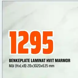 Coop Obs BENKEPLATE LAMINAT HVIT MARMOR tilbud
