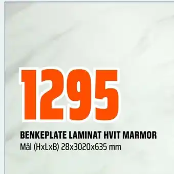 Coop Obs BENKEPLATE LAMINAT HVIT MARMOR tilbud