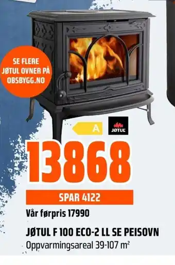 Coop Obs JØTUL F 100 ECO-2 LL SE PEISOVN tilbud