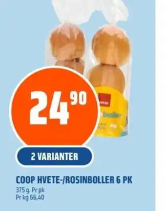 Coop Obs COOP HVETE-/ROSINBOLLER 6 PK tilbud