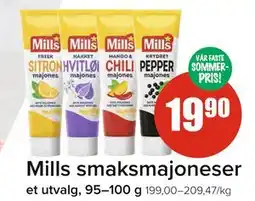 Spar Mills smaksmajoneser, NOK 19.9 tilbud