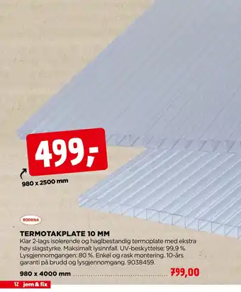 jem & fix TERMOTAKPLATE 10 MM tilbud