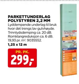 jem & fix PARKETTUNDERLAG POLYSTYREN 2,2 MM tilbud