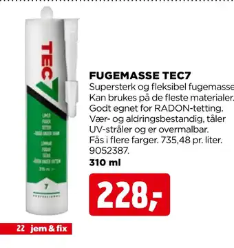jem & fix FUGEMASSE TEC7 tilbud