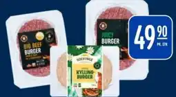 Rema 1000 Big Beef Burger, Juicy Burger, Kylling-Burger tilbud