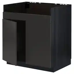 IKEA Metod Benkeskap, til havsen med 2 kummer, svart/nickebo matt antrasitt, 80x60 cm tilbud