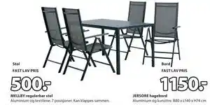 JYSK JERSORE hagebord, NOK 1150 tilbud