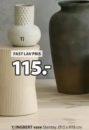 JYSK INGBERT vase, NOK 115 tilbud