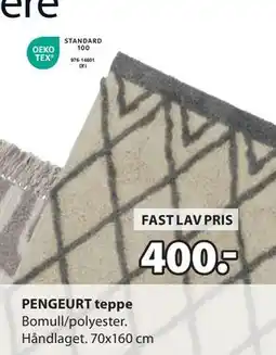 JYSK PENGEURT teppe, NOK 400 tilbud