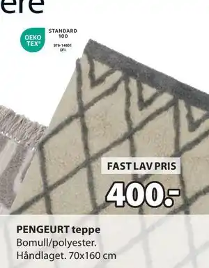 JYSK PENGEURT teppe, NOK 400 tilbud
