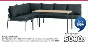 JYSK HAFJELL bord + sofa, NOK 5000 tilbud