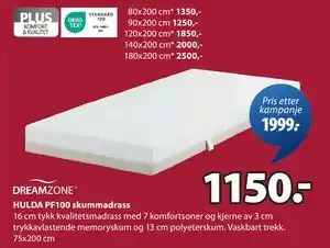 JYSK HULDA PF100 skummadrass tilbud