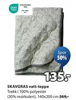JYSK SKAVGRAS vatt-teppe, NOK 135 tilbud