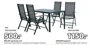 JYSK Stol FAST LAV PRIS MELLBY regulerbar stol, NOK 500 tilbud