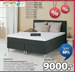 JYSK LYGNA GC30 kontinentalseng grå-40, NOK 9000 tilbud