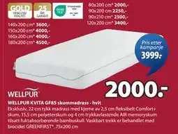 JYSK WELLPUR KVITA GF85 skummadrass - hvit tilbud